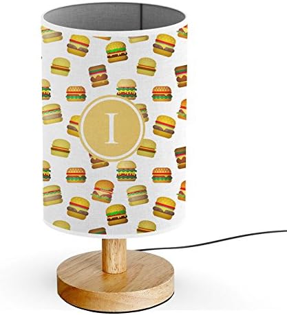 [ INITIAL LETTER I ] Monogram Name USB POWERED Wood Base Desk Table Bedside Lamp [ Burgers ]