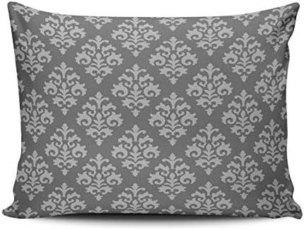 XIUBA Pillowcases Charcoal Gray Damask Customizable Cushion Decorative Rectangle 20X26 inch Standard Size Throw Pillow Cover Case Hidden Zipper One Sided Design Printed