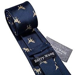 Barry.Wang Dinosaur Ties Blue Business Silk Necktie