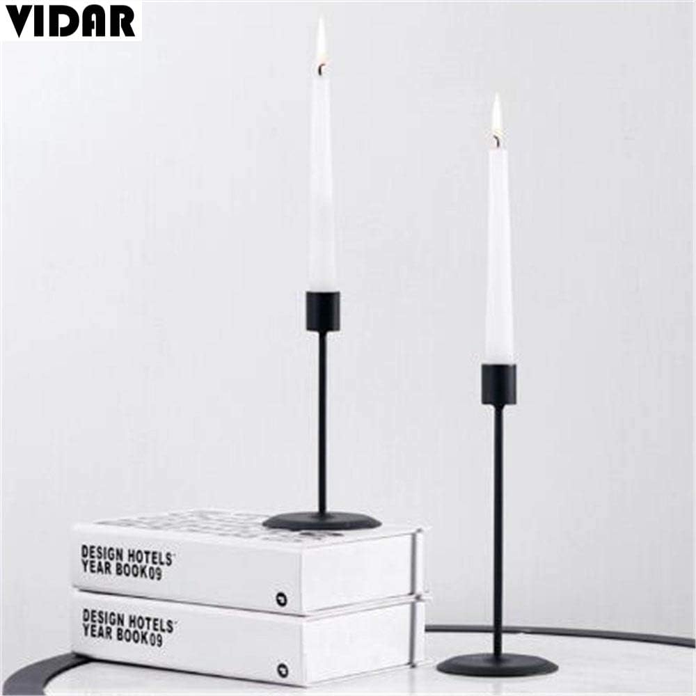 Black Candle Holders Set, Metal Taper Candlestick Holder Stand 3/4 Inch, Candlestick Holder for Taper Candles, Table Romantic for Wedding, Birthday, Dinner Home & Bar Decorative 2Pack (Black): Kitchen & Dining