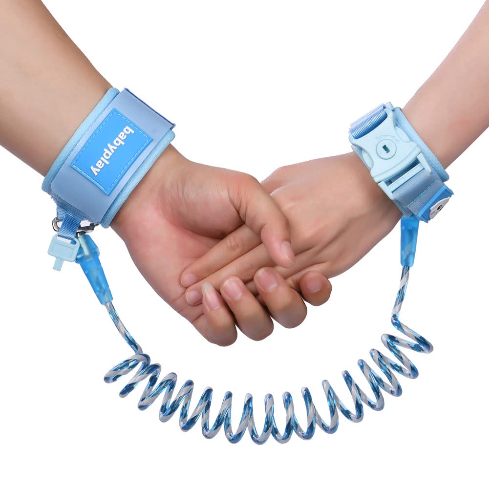 AOMIG Anti Lost Safety Wrist Link Belt, 1.5M Wrist Reins for Toddlers with Key Lock, Baby Reins Toddler Reins for Walking & Travel, Toddler Wrist Strap for Walking (Blue)