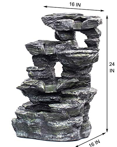 image for CYA-DECOR Rock Tabletop Fountain Indoor, 4 Tiers Waterfall Fountains O