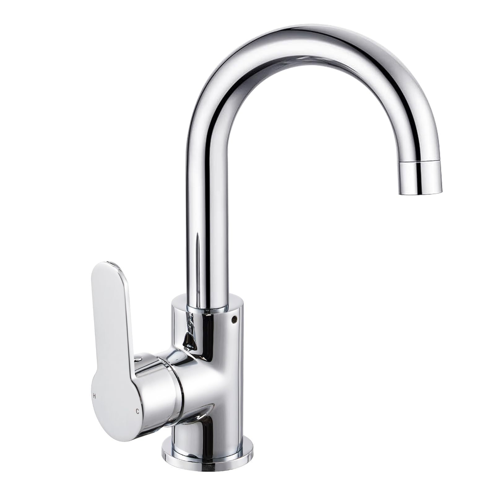 Bathroom Sink Taps Swivel Basin Taps Single Lever Basin Mixer Tap, Mono Bathroom Mixer Taps Washroom Sink Tap with Hot and Cold Hoses, Chrome