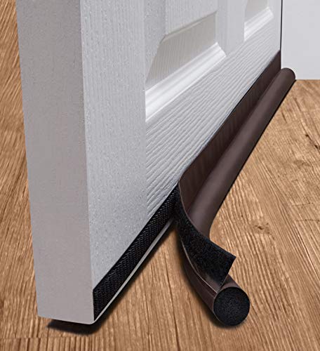 deeToolMan Door Draft Stopper 39" : One Sided Door Insulator with Hook and Loop Self Adhesive Tape Seal Fits to Bottom of Door/Door Weather Stripping(Brown)