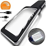 [Rechargeable] 4X Magnifying Glass with [10 Anti-Glare & Dimmable LEDs]-Evenly Lit Viewing Area-The Brightest & Best Reading Magnifier for Small Prints, Low Vision Seniors, Macular Degeneration