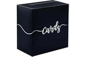 SietDESEO Black Card Box with Silver Foil Design - Money Card Box Gift Card Box Holder for Wedding, Reception, Retirement, Graduation, Baby Shower, Birthday