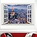 BooDecal Eiffel Tower in Paris Romantic Scenery 3D Fake Window Decorative Decals Interior Room Wall Stickers for Bedroom Living Room Playroom Decals 24 inches x 16 inches