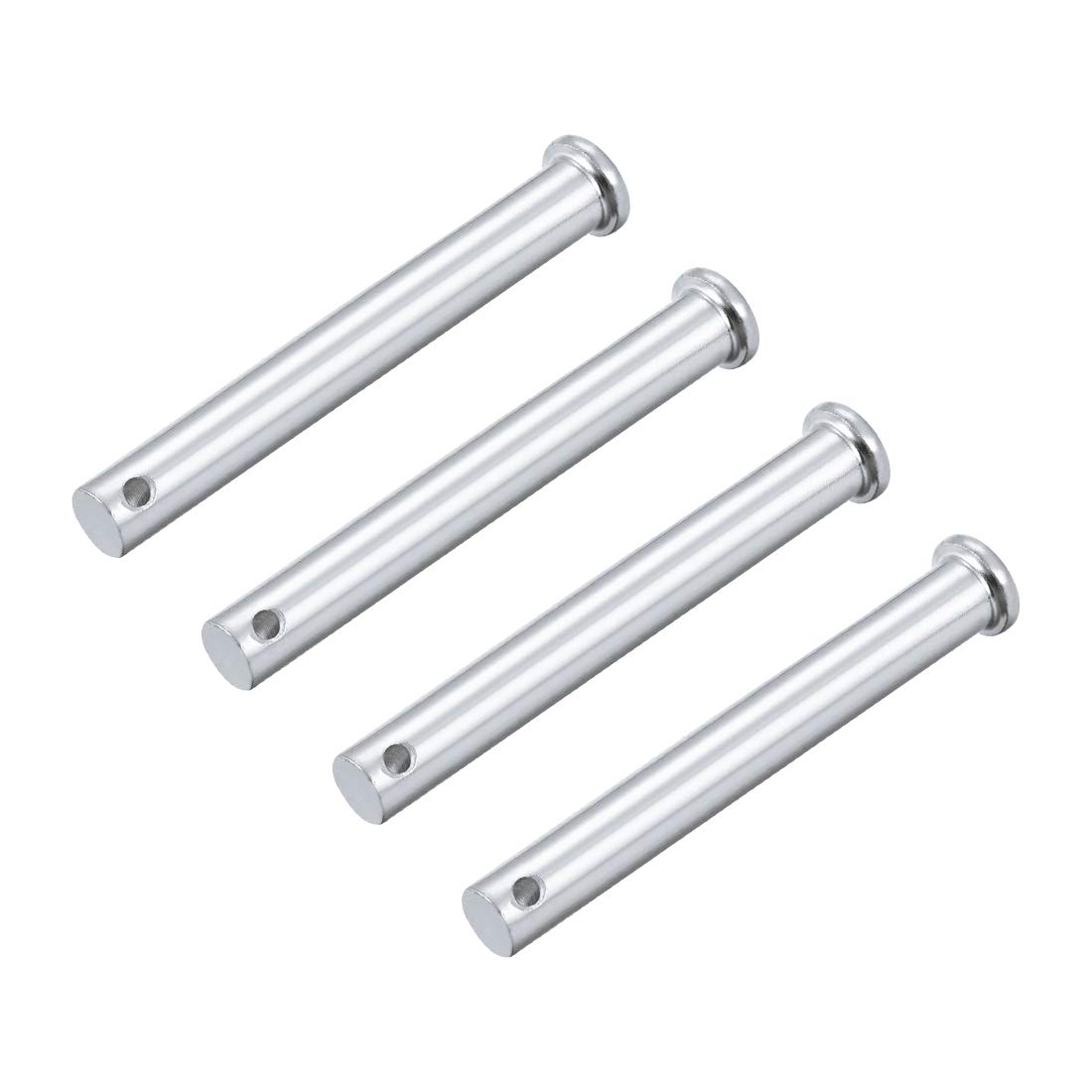sourcing map Single Hole Clevis Pins - 10mm X 80mm Flat Head Zinc-Plating Solid Steel Link Hinge Pin 4Pcs