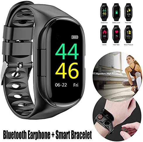 yunbox299 Smart Watch Bracelet + Bluetooth Earphone, 2 in 1 - IP67 Waterproof - Step Counting Heart Rate Sports Smart Watch Bracelet for Android iOS Cellphone