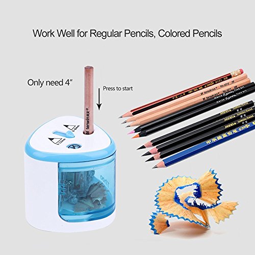 Electric Pencil Sharpener Double Hole Colored Pencils Battery Operated Sharpeners Automatic Pencil Sharpener Blue Color
