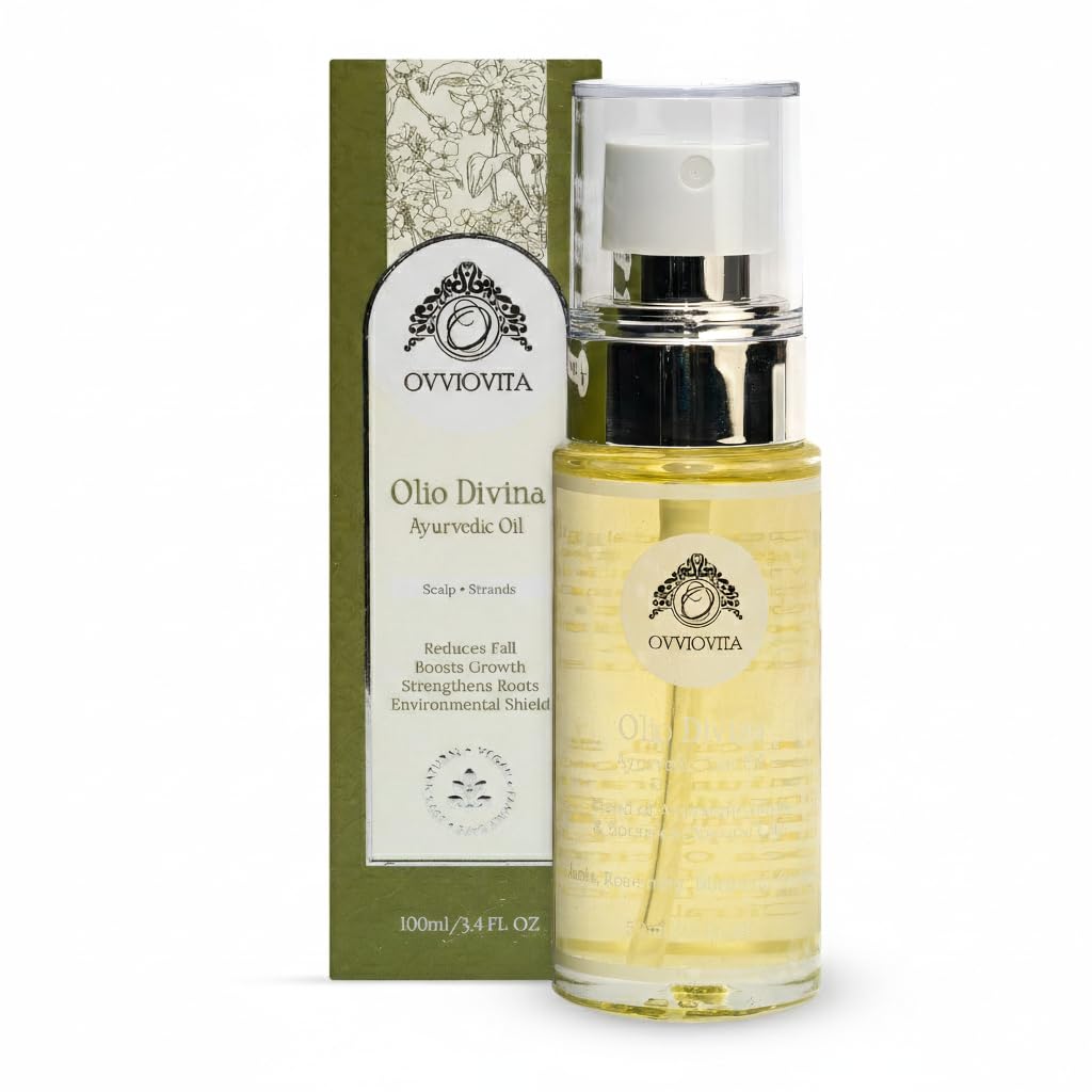 Bhringraj Amla Hair Growth Oil - Olio Divina Rosemary Herbal Pre Wash Hair Oil, for Strong Roots, Hair Treatments for Dry Damaged Hair - with Natural Ingredients Made in the UK - 100ml