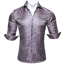 Barry.Wang Men Shirts,Paisley Flower Woven Silk