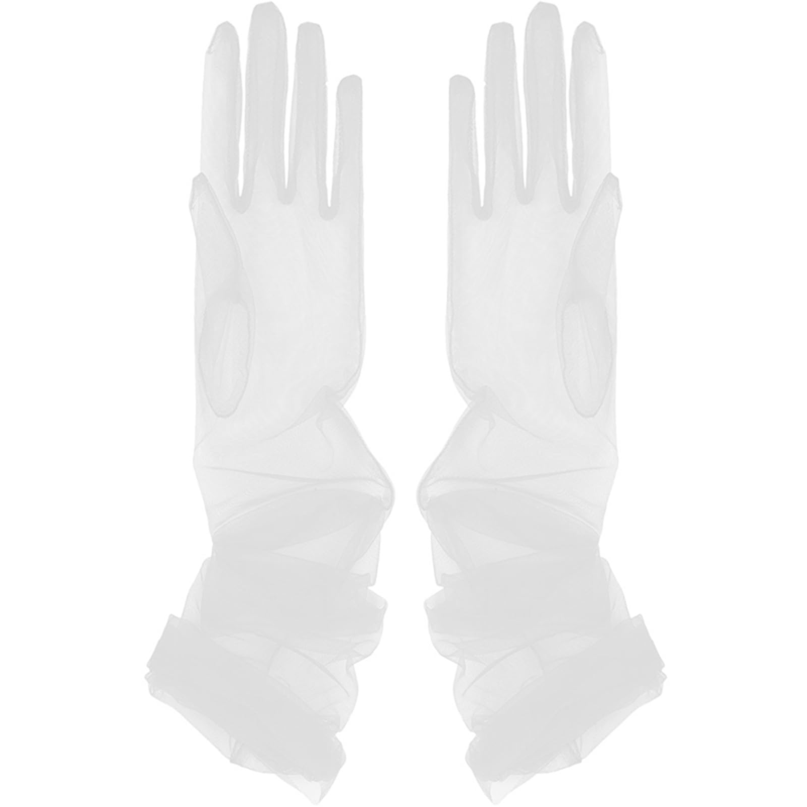 CHENGZI Long gloves 55cm mesh gloves Wedding dress tulle cuff Women's party accessories Bridal lace gloves (White, One Size)