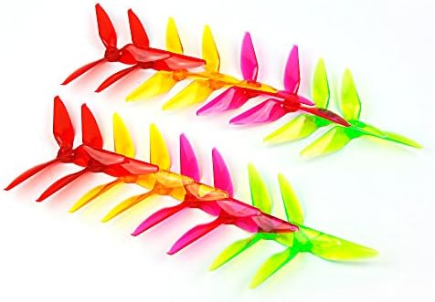 Soulload 5051 3-blade Propellers with Battery Strap for QAV 250 210 FPV Racing Drones CW CCW 8 Pairs Rainbow Package(Clear Purple,Clear Green,Clear Red and Clear Yellow)