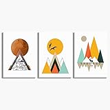 Abstract Canvas Wall Art for Living Room,Abstract Geometry Mountain Pictures Painting Canvas Print Wall Artworks, Modern Framed for Office Dining Room Wall Decoration 12"x16"x3 Piece