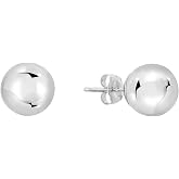 14k White Gold Ball Stud Earrings with Gold Butterfly Pushback