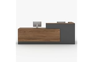 YTElantivo L-Shaped Reception Desk with Counter and Lockable Drawers and Storage,Modern Front Desk Reception Counter for Checkout, Lobby, Beauty Salon (Iron Grey_D, Left_71*24 * 41IN)