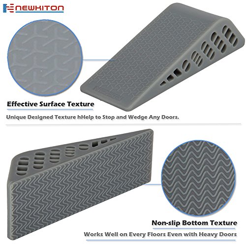 Newkiton 4Pcs/Set Rubber Door Stops Wedge Flexible Floor Door Stopper Finger Protector (Grey) - Thumbnail 3