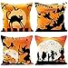 UMIKU 4PCS Halloween Pillow Covers 18 X 18 Halloween Decorations Halloween Throw Pillow Covers Decorative Throw Pillow Case Square Cushion Cover Sofa Indoor Outdoor Home Décor Pumpkin Bat Goast Cat