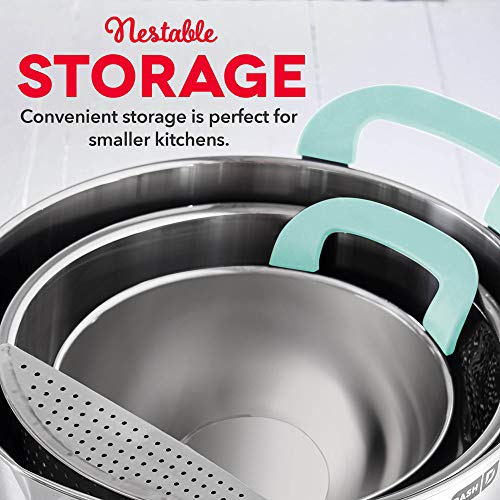 Dash Stainless Steel Mixing Bowls with Lids, Silicone NonSlip Base and