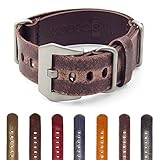 StrapsCo Destroyed Vintage Leather Nato Strap Watch Band w/ Pre-V Buckle