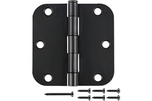 JIW 12 Pack Matte Black Door Hinges 3 1/2 Interior Rounded Hinge 3.5 Inch with 5/8" Radius Corners 3 ½"Door Hardware Controls Garage Factory Cabinet Box Indoor Rv House Home Decor Improvement Essentials