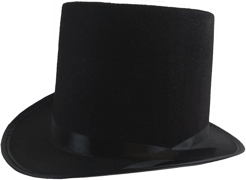 Funny Party Hats Black Top Hat - Victorian Hat For Men - Felt Tuxedo Costume Hat - Coachman Hat - Dress Up Hat (1 Pack): Clothing