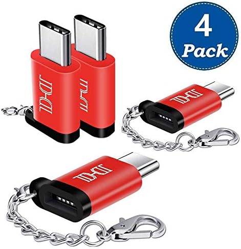 USB C Adapter 4 Pack, Arukas Type C Charger Converter Keychain Connector Chrome Book, Samsung Galaxy S8 S8 Plus S9, Note 8, Note 9, Nintendo Switch, LG V20 V30, Google Pixel 2 XL,3XL More