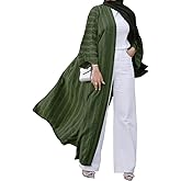 Womens Muslim Kimono Abaya Solid Striped Retro Ethnic Cardigan Robe Dubai Middle Eastern Saudi Arabia Eid Clothes