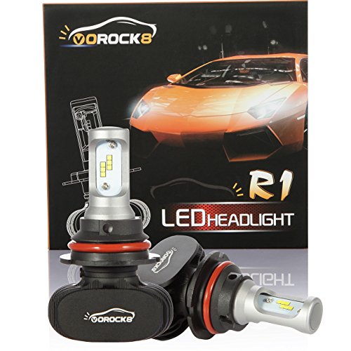 R1 CSP Seoul 9007 HB5 8000LM LED Headlight Conversion Kit, Hi/Lo beam headlamp, Dual Beam Head Light, HID or Halogen Head light Replacement, Fanless design, 6500K Xenon White, 1 Pair