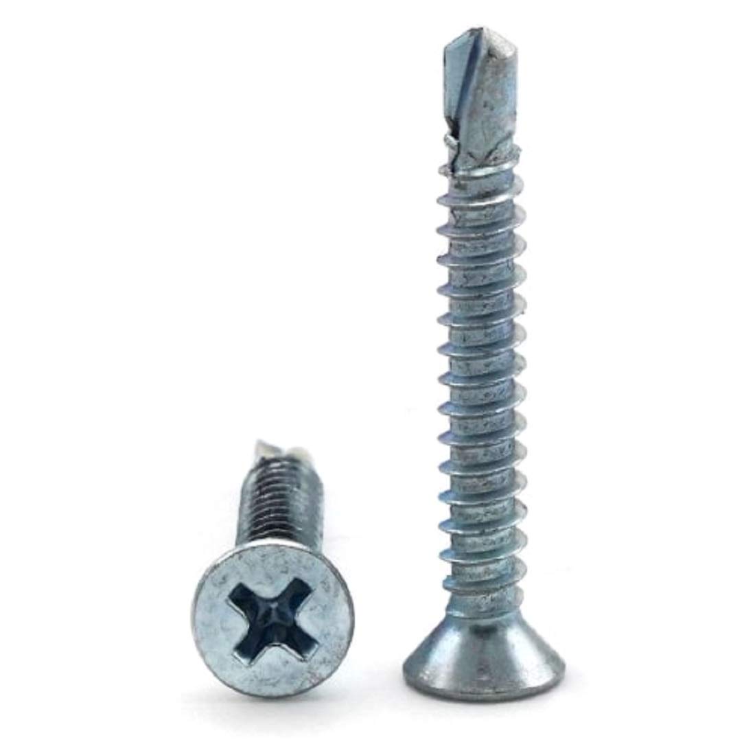 1214 Phillips Flat Head Self Drilling Screws Zinc Plated Steel TEK
