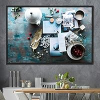 Framed Canvas Wall Art Tea Servings Dark Drinks Farmhouse/Country Group Multicolor Photography Realism Tea - 16x24 inches