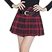 Tanming Women's A-Line Plaid Tartan Skirt Side Zipper (X-Small, Red)