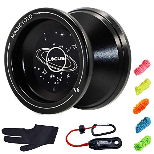 YOSTAR Responsive Beginners Yoyo Ball Bearing V6 Aluminum Metal Yoyos Ball Dual-Purpose Yoyo Christmas Birthday Gift + Bag, Glove, 5 Yoyo Strings (Black) - Thumbnail 7