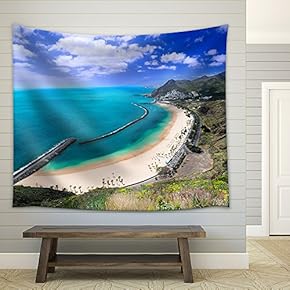 Famous Beach Near Santa Cruz De Tenerife in The North of Tenerife, Canary Islands, Spain - Fabric Wall Tapestry Home Decor - 51x60 inches