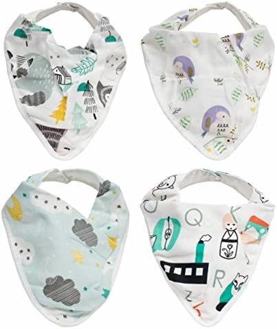 On Sale!!! Prippie Baby Design Bandana bibs, Set of 4 ( Model A ) - 100% Cotton Muslin - 0~2yrs+