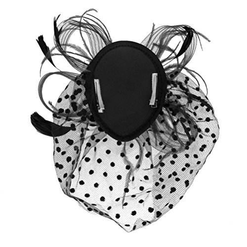 Tinksky Retro Style Bird Cage Mesh Bridal Face Veil Feather Fascinator Hair Clip Wedding Valentine's Day Hair Accessory