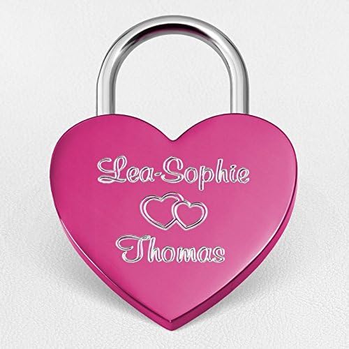 Heart Love Lock Pink 60x45mm â¥ Heart Shape Padlock with Individual Engraving on Both Sides â¥ Including Gift Pouch, Gift Box and Gift Card by Liebesschloss Factory