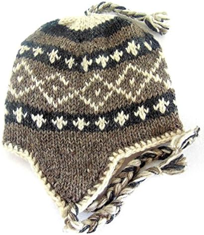 Nepal Hand Knit Karma Kagyu Sherpa Hat - Premium Cold Weather Hat with Ear Flaps &amp; Soft, Warm &amp; Comfortable Fleece Lining