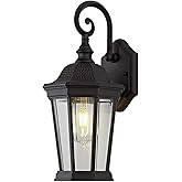 Smeike Outdoor Wall Lantern, Exterior Waterproof Outdoor Wall Light Fixtures, Black Aluminum Porch Sconces with E26 Sockets &