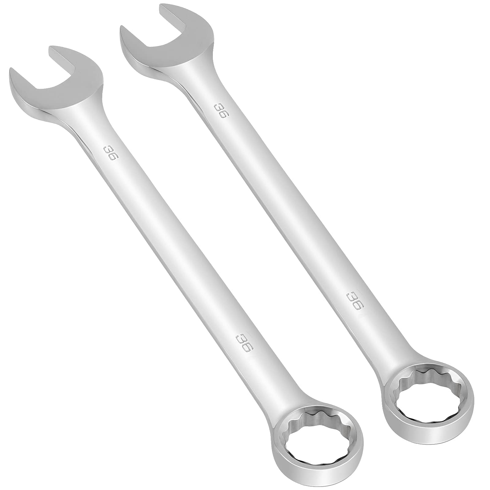 Photo 1 of MUKCHAP 2 Pcs 36 mm Combination Wrench, Forged Steel Metric, Open and Box End, 15-Degree Offset, 12-Point Box End
