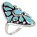 925 Sterling Silver & Genuine Turquoise Ring Sizes 6 to 12