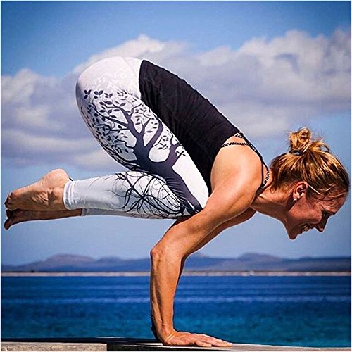Letter Yoga Pants, Women's Fashion Workout Leggings Fitness Sports Gym Running Yoga Athletic Pants by Neartime