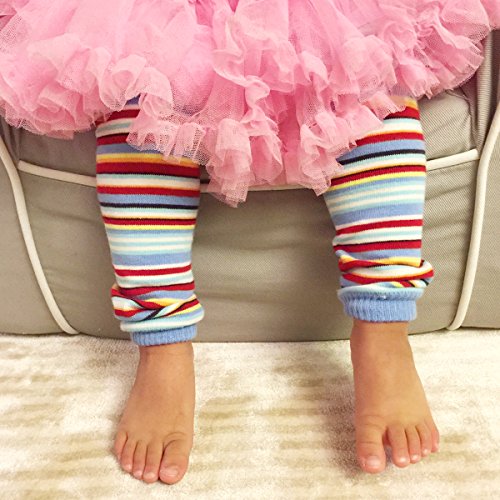 Bowbear Baby 3-Pair Leg Warmers, Navy, Sky Blue, Red Stripes