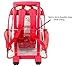 K-Cliffs Rolling Clear Backpack Heavy Duty Bookbag Quality See Through Workbag Travel Daypack Transparent School Book Bags w/Wheels Red