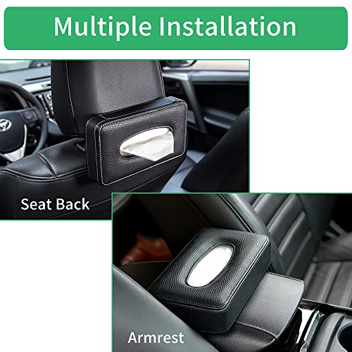 Mr.Ho Luxury Black Leather Car Back Seat Headrest Hanging Tissue Holder