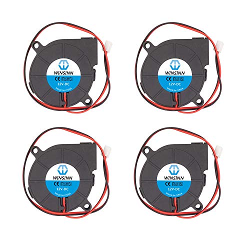 WINSINN 50mm Blower Fan 12V 5015 50x15mm Turbine Turbo Brushless Cooling for DIY 3D Printer Extruder Hotend MK2 MK3 MK7 MK8 (Pack of 4Pcs)