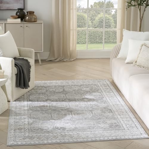 Nourison Home Dekor Grey 5'3" x 7' Area Rug - Easy Clean, Non Shedding, Bed Roo…