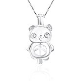 LGSY Bear Cage Pendants for Pearl Jewelry Making Sterling Silver, Design Cage Pendants for Women