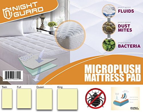 Mattress Pad - Cooling Bed Cover - Overfilled Ultra Soft Hypoallergenic Microplush - 220gsm - Fits Mattresses up to 18 inch - Improves Sleeping Quality - FULL